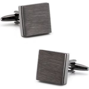 Vierkante Manchetknopen Heren Zwart - Geborsteld - Cufflinks - Cadeau voor Man - Mannen Cadeautjes Accesoires