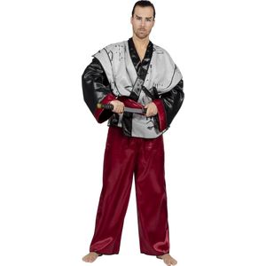 Wilbers & Wilbers - Ninja & Samurai Kostuum - Japanse Samurai Van Eer Bushido - Man - Rood, Zwart, Grijs - Maat 56 - Carnavalskleding - Verkleedkleding