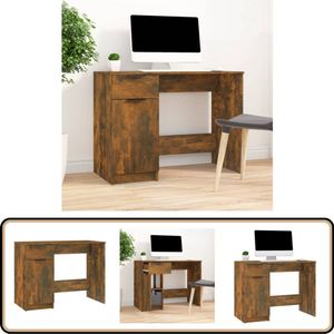 Stijlvol Gerookt Eiken Bureau 100x50x75 cm Computerbureau - Bureau Kast - Houten Bureau - Bruine Bureau - Escritorio Madera
