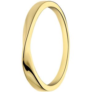 Lucardi Dames Zilveren goldplated ring twist - Ring - 925 Zilver - Goudkleurig - 18.50 / 58 mm