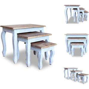 vidaXL Bijzettafeltjes - Antieke stijl - Massief gerecycled hout - 3 maten - Tafel