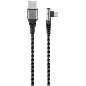 Goobay USB-C haaks (links/rechts) naar USB-A kabel - USB2.0 - tot 3A / nylon - 2 meter