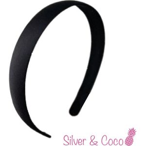 SilverAndCoco® - Zijden Look Haarband Hoofdband Vrouwen / Glanzende Diadeem Dames / Zwarte Haarbanden - Zwart