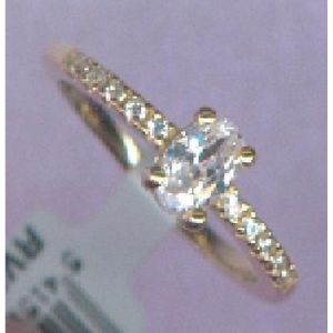 Twice As Nice Ring in 18kt verguld zilver, 1 zirkonia, 4 mm, kleine zirkonia 56