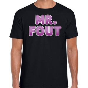 Bellatio Decorations verkleed t-shirt voor heren - Mr. Fout - zwart/paars - carnaval S