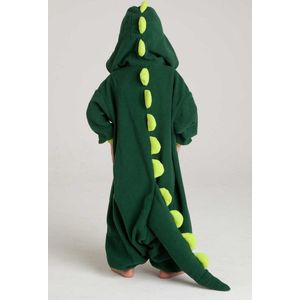 KIMU Onesie Groene Draak Pak - 140-146 - Drakenpak Dino Kostuum Groen Pak - Dinosaurus Kinderen Jumpsuit Pyjama Huispak Jongen Meisje Festival