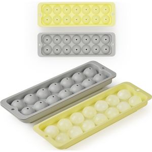 Blumtal Bollen IJsblokjesvorm - 2 x 14 IJsblokjes - Hoogwaardig Siliconen - 28 Stuks - 3 cm - Ultimate Grey - Grijs / Geel