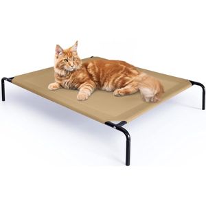 JAXY Hondenstretcher - Hondenbed Verhoogd - Hondenbank - Honden Ligbed - Hondenstretchers - Hondenbed Op Pootjes - Draagbaar - 87 x 55 x 20 cm - S - Beige