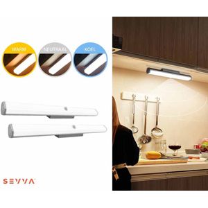 SEVVA® Verstelbare Kastverlichting met Bewegingssensor - Keukenverlichting - Trapverlichting - Oplaadbaar & Draadloos - 30 cm - 2-pack - Wit