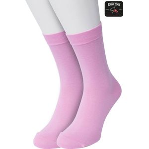 Bonnie Doon Basic Sokken Kinderen Licht Roze maat 23/26 - 2 paar - Unisex - Jongens en Meisjes - Basis Katoenen Sok - Kids - Gladde Naden - Brede Boord - Perfecte Pasvorm - 2-pack - Multipack - Effen - Lichtroze - Soft Pink - OL7334012.357