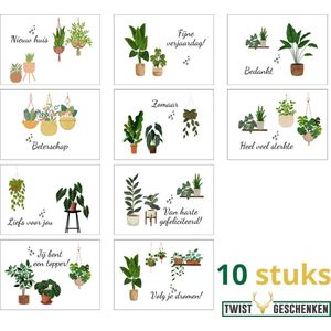Wenskaarten set 10 stuks - verjaardag & bedankt - Ansichtkaarten - wenskaarten planten - met tekst