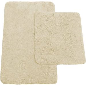 Set van 2 Badkamermatten - Beige Badmat en WC-Mat