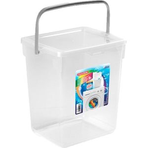 2x stuks afvalbakken/opslagboxen/emmers kunststof met deksel transparant 5 liter 20 x 17 x 23 cm - Afvalbak