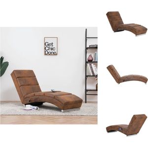 vidaXL Chaise Longue Houten Frame - 155x51x71 cm - Bruin - Massage en Verwarming - Afstandsbediening - Chaise longue