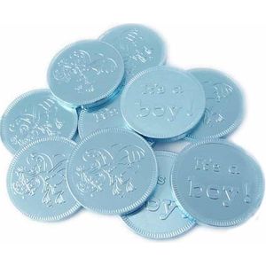 geboorte chocolade muntjes, babyshower chocolade muntjes It's a boy 500 gram chocolade babymunten munten