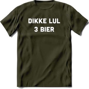 Dikke Lul 3 Bier T-Shirt | Unisex Kleding | Dames - Heren Feest shirt | Drank | Grappig Verjaardag Cadeau tekst | - Leger Groen - S