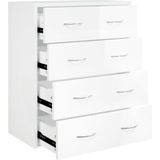 vidaXL - Dressoir - met - 4 - lades - 60x30,5x71 - cm - hoogglans - wit