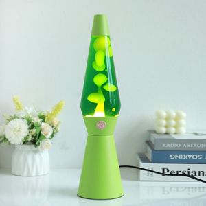 i-Total Lavalamp - Lava Lamp - Sfeerlamp - 40x11 cm - Glas/Aluminium - 30W - Groen met gele lava - groene voet - XL2938