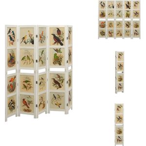 vidaXL Kamerscherm Vintage - 5 Panelen - 178x165 cm - Vogels en Bloemen - Kamerscherm