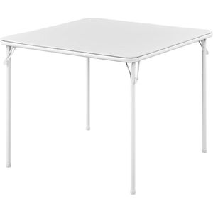 Vouwtafel Wit - Vouwbare Tafel voor Camping, Tuin, Balkon en Eetkamer - 80 cm x 80 cm x 70 cm - Praktische Opvouwbare Tafel