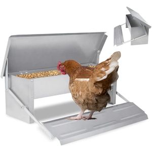 Aufun Kippenvoerbak - Pluimvee voederbak - Voerautomaat met voetpedaal - Trapbak kippen - Voersilo - 5Kg voer, , waterdicht en knaagdierbestendig