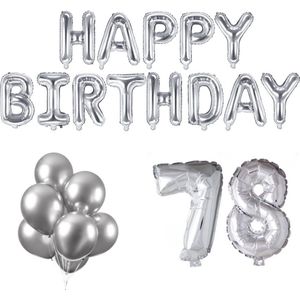 78 jaar Verjaardag Versiering Ballon Pakket Zilver