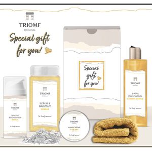 Geschenkset “Special Gift For You!” - 5 producten - 1100 gram - Giftset voor haar - Speciaal voor jou - Luxe wellness cadeaubox - Cadeau vrouw - Set Valentijnsdag - Geschenk verjaardag - Cadeaupakket - Vriendin - Zus - Moeder - Goud - Geel