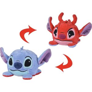 Disney - Lilo & Stitch - Stitch & Leroy Omkeerbaar 8cm - Blauw/Rood - Pluche - Knuffel