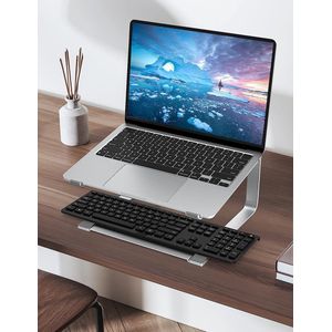 Laptopstandaard voor bureau, metalen computerverhoger, stevige pc-houder, ergonomische laptoplift voor 12 tot 17,3 inch notebookcomputer, zilver