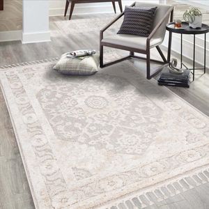 Flycarpets Amida Boho Style Vintage Vloerkleed - Creme - 80x150 cm