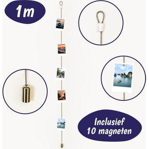 Fotoslinger - Metaal - 1 M - 10 Magneten - Geschikt voor 10 Foto's - Fotocollage