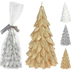 Kerstboom in de vorm van kaarsjes - 3 stuks - Goud Zilver en Wit - 20 cm hoog - kerst -kerstverlichting