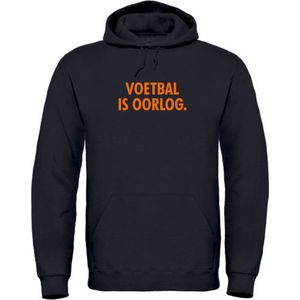 EK kleding Hoodie zwart S - Voetbal is oorlog - soBAD. | Oranje hoodie dames | Oranje hoodie heren | Oranje sweater | Oranje | EK | Voetbal | Nederland