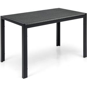 Tuintafel PE-rotan, rechthoekige eettafel voor buiten, balkontafel voor 4-6 personen, gevlochten tafel met metalen frame voor terras, tuin, balkon, 120 x 71 x 72 cm