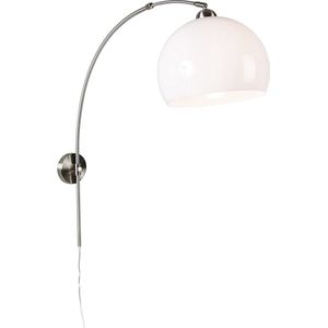 QAZQA bow - Moderne Dimbare LED Smart Wand booglamp incl. wifi met Dimmer voor binnen - 1 lichts - D 116 cm - Wit - Woonkamer | Slaapkamer | Keuken