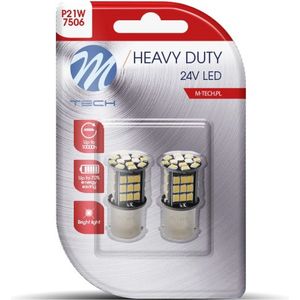 M-Tech LED BA15s P21W 24V - Heavy Duty - 48 Led diode - Wit - Set - Geschikt voor 24V voertuigen