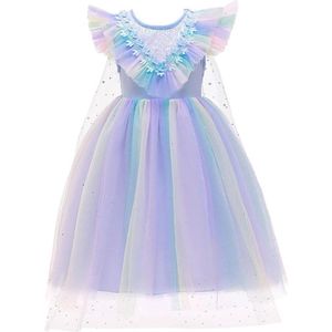 Prinses - Unicorn jurk - Zomerjurk met cape - Eenhoorn jurk - Regenboog - Prinsessenjurk - Verkleedkleding - Maat 98/104 (2/3 jaar)