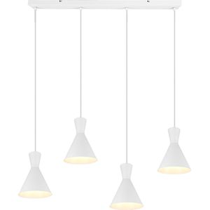 LED Hanglamp - Trion Ewomi - E27 Fitting - 4-lichts - Rechthoek - Mat Wit - Aluminium
