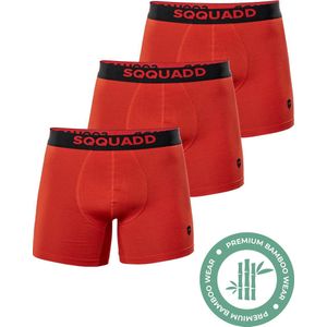 SQQUADD® Bamboe Ondergoed Heren - 3-pack Boxershorts - Maat L - Comfort en Kwaliteit - Voor Mannen - Bamboo - Rood