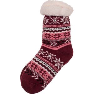 Fluffy sokken - Huissokken antislip - Slofsokken - Warme huissokken - Rood - One Size (36-42)
