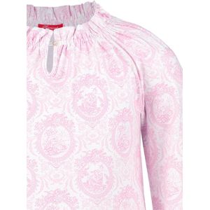 Exclusief Luxueus Kinder nachtkleding Luxe mooi zacht roze Girly Nachthemd van Hanssop met verfijnde rand details en luxe hals verwerking, Meisjes nachthemd, zacht roze bloem print, maat 128