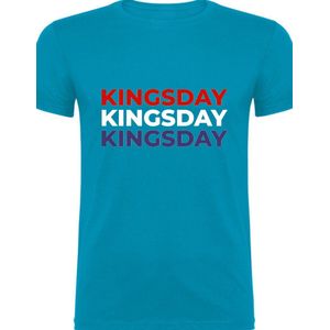 Koningsdag - Kinder T-shirt - Oranje feest - Blauwe T-Shirt - Maat 134/140 - T-shirt leeftijd 9 tot 10 jaar - Grappige teksten - Koningsdag Cadeau - T-Shirt cadeau - Quotes - verjaardag - Nederlandse vlag
