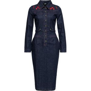 Queen Kerosin Western kokerjurk QKI26011 Denim-XXL