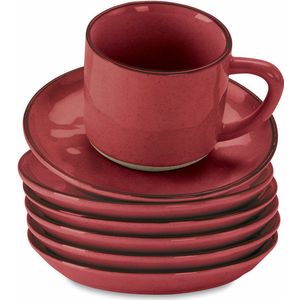 LOBERON Kop met schotel set van 6 Biarré rood