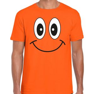 Bellatio Decorations Koningsdag T-shirt voor heren - smiley - oranje - feestkleding XXL