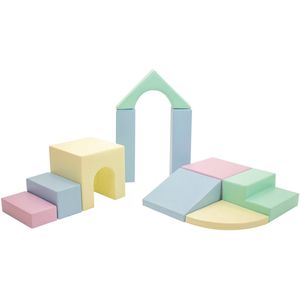 Multifunctionele foam speelset - Creativity - pastel kleuren - foam blokken Soft Play met glijbaan