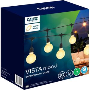 Calex Vista Lichtsnoer 10 meter XL - LED Lichtslinger 8 lampen - Grote Bulbs - Warm Wit Licht - Tuinverlichting - Sfeerverlichting
