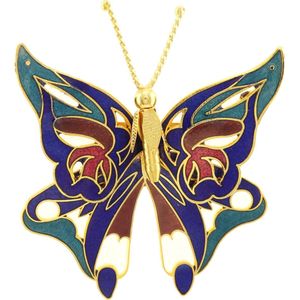 Behave® Dames broche vlinder 3D blauw emaille