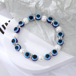ICYBOY Bedel Armband van Lava Steen met Blauwe en Turkse Kralen [Pearls] [ICED OUT] [Lave Stone] - Boho Fashion Lave Stone Blue Evil Eyes Charm Bracelets Pearl Turkish Eye Charm Bracelet