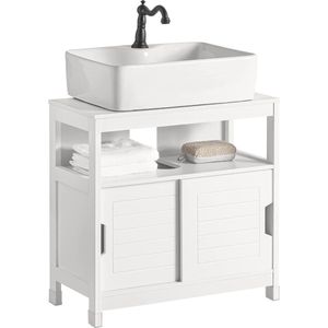 Rootz Witte badkamerkast voor onder de wastafel met plank en dubbele schuifdeur - 60x30x60cm